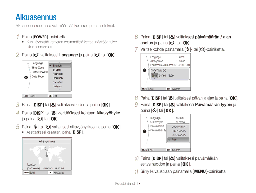 Samsung EC-ES80ZZBPPE2, EC-ES80ZZBPSE2, EC-ES80ZZBPBE2 manual Alkuasennus 