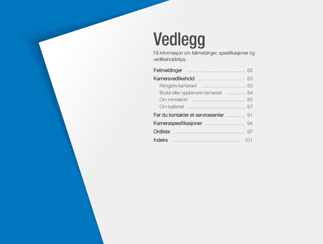 Samsung EC-ES80ZZBPSE2, EC-ES80ZZBPPE2, EC-ES80ZZBPBE2 manual Vedlegg 