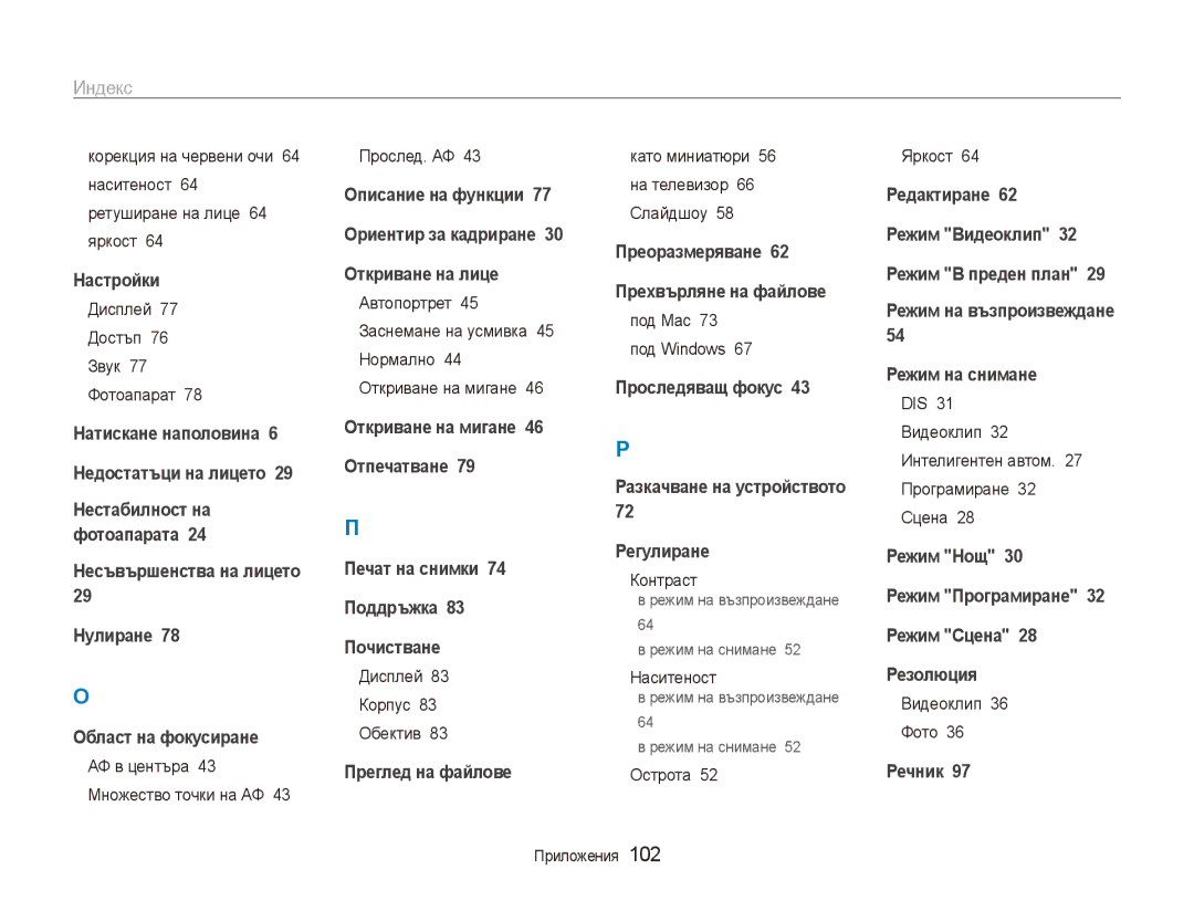 Samsung EC-ES80ZZBPBE3, EC-ES80ZZBPSE3 manual Индекс 