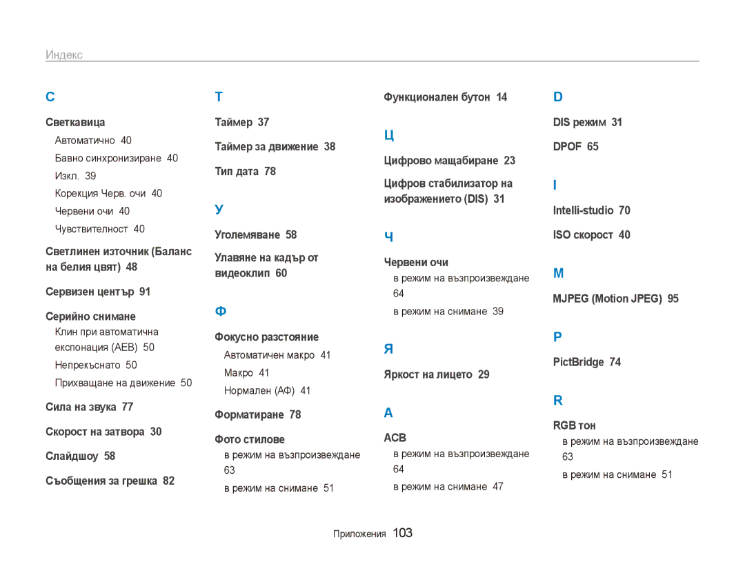 Samsung EC-ES80ZZBPSE3 manual Автоматичен макро 41 Макро 41 Нормален АФ, Режим на възпроизвеждане Режим на снимане 