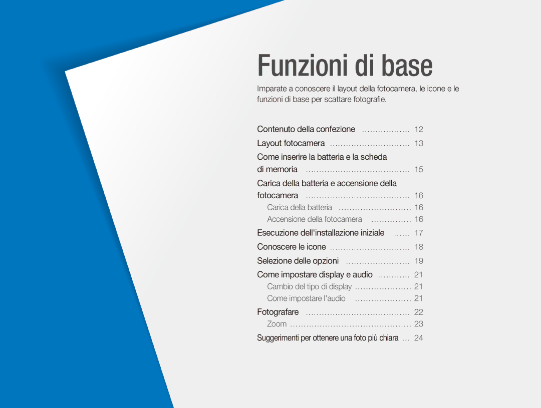 Samsung EC-ES90ZZDPRME, EC-ES90ZZBPBE1, EC-ES90ZZBPSE1, EC-ES90ZZDPSME, EC-ES90ZZDPUME, EC-ES91ZZBCBTR manual Funzioni di base 