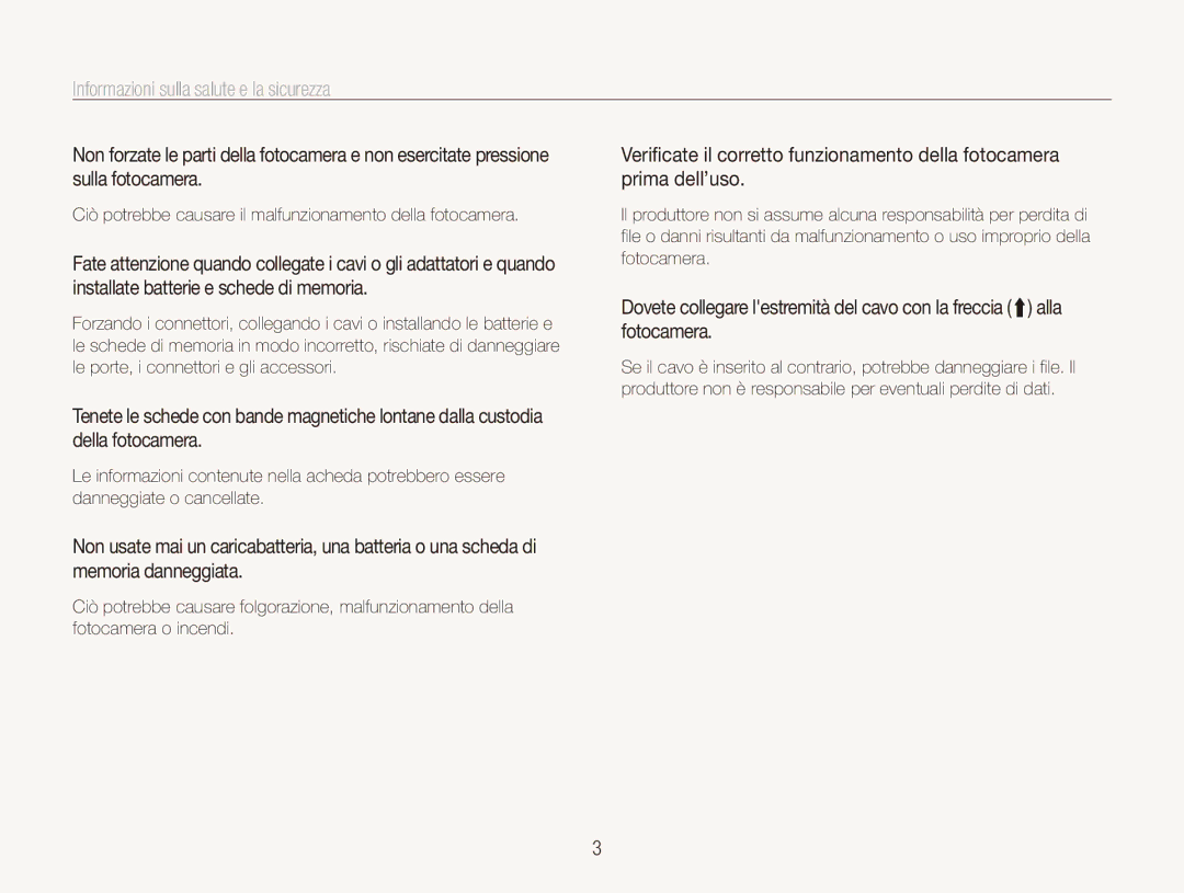 Samsung EC-ES91ZZBCBTR, EC-ES90ZZBPBE1, EC-ES90ZZBPSE1, EC-ES90ZZDPSME manual Informazioni sulla salute e la sicurezza 