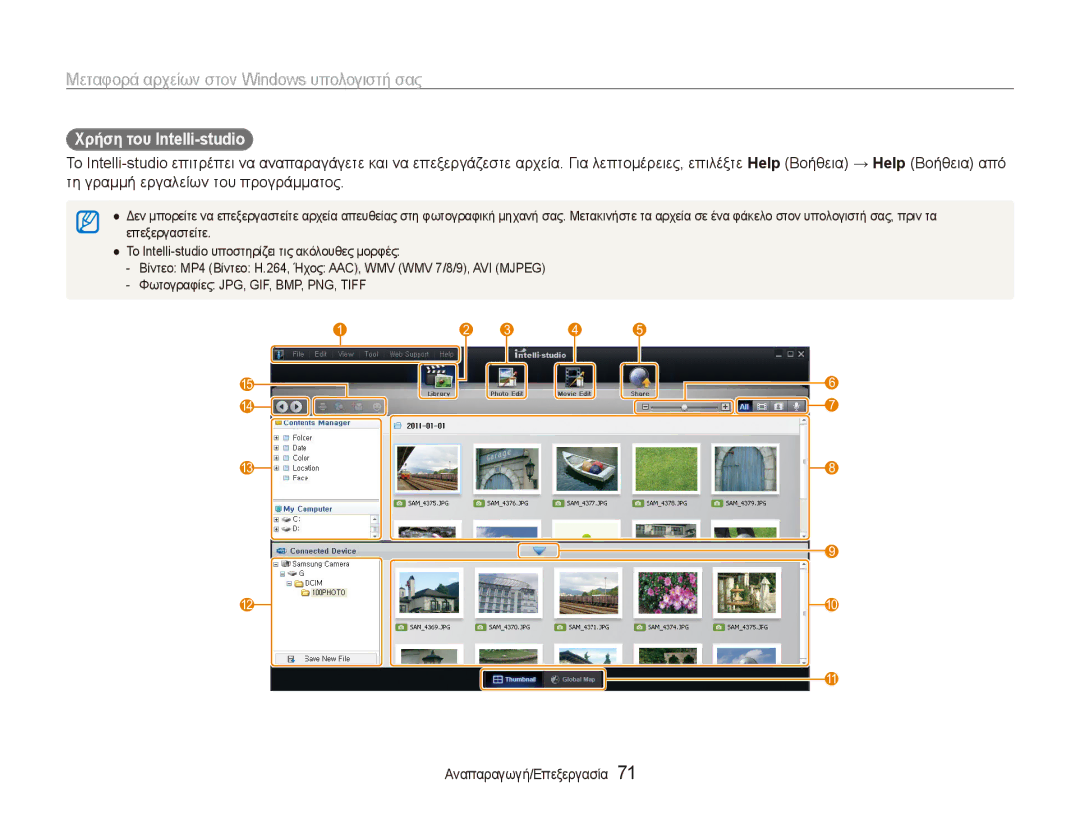 Samsung EC-ES90ZZBPBE3, EC-ES90ZZBPSE3, EC-ES90ZZBPRE3 manual Χρήση του Intelli-studio 