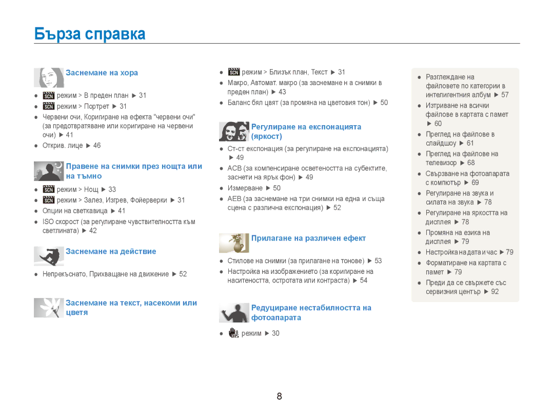 Samsung EC-ES90ZZBPSE3, EC-ES90ZZBPBE3 manual Бърза справка, Заснемане на хора 