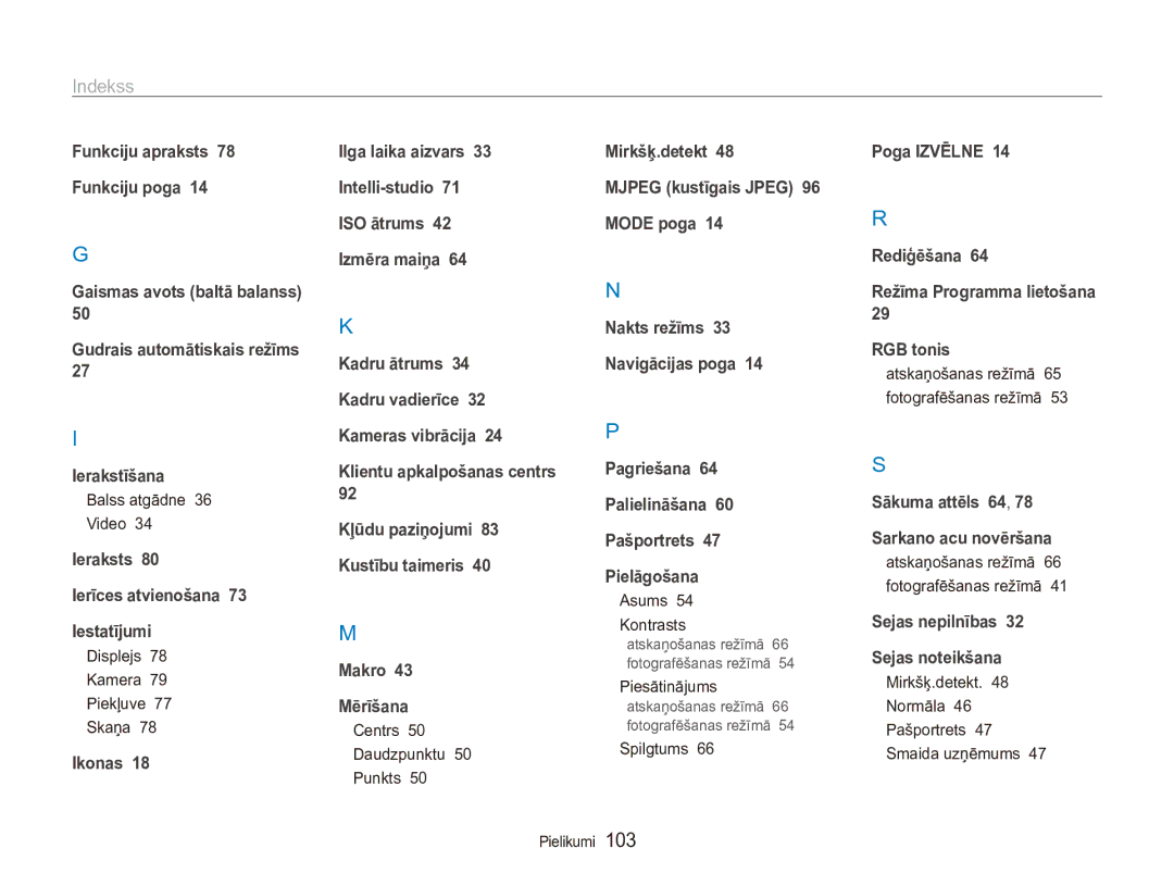 Samsung EC-ES90ZZBPSE2, EC-ES90ZZBPBE2 manual Indekss 