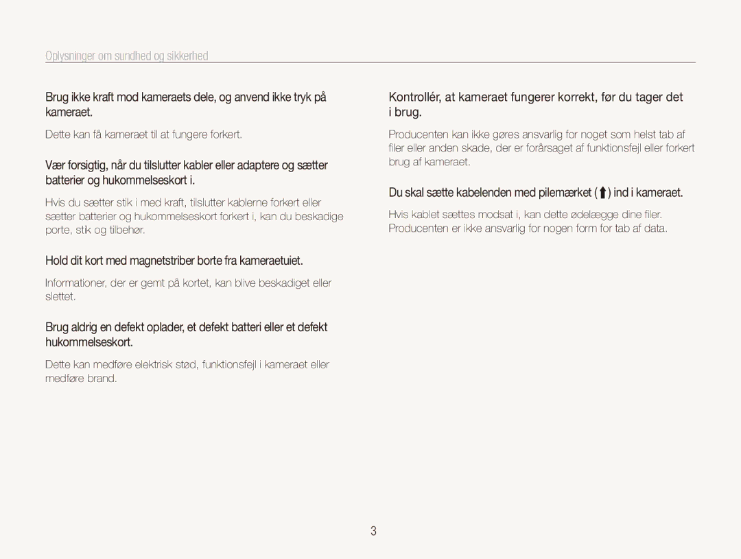 Samsung EC-ES90ZZBPUE2, EC-ES90ZZBPSE2, EC-ES90ZZBPRE2 manual Hold dit kort med magnetstriber borte fra kameraetuiet 