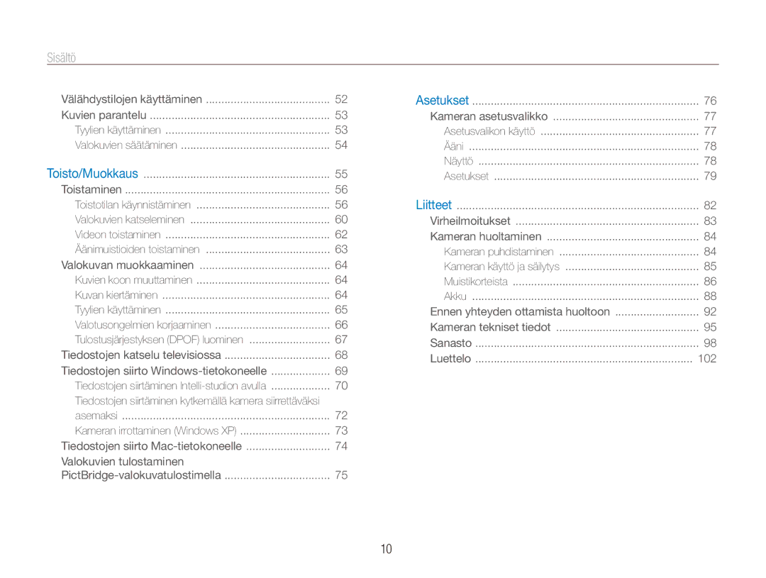 Samsung EC-ES90ZZBPBE2, EC-ES90ZZBPUE2, EC-ES90ZZBPSE2, EC-ES90ZZBPRE2 Sisältö﻿, Tiedostojen siirto Windows-tietokoneelle 