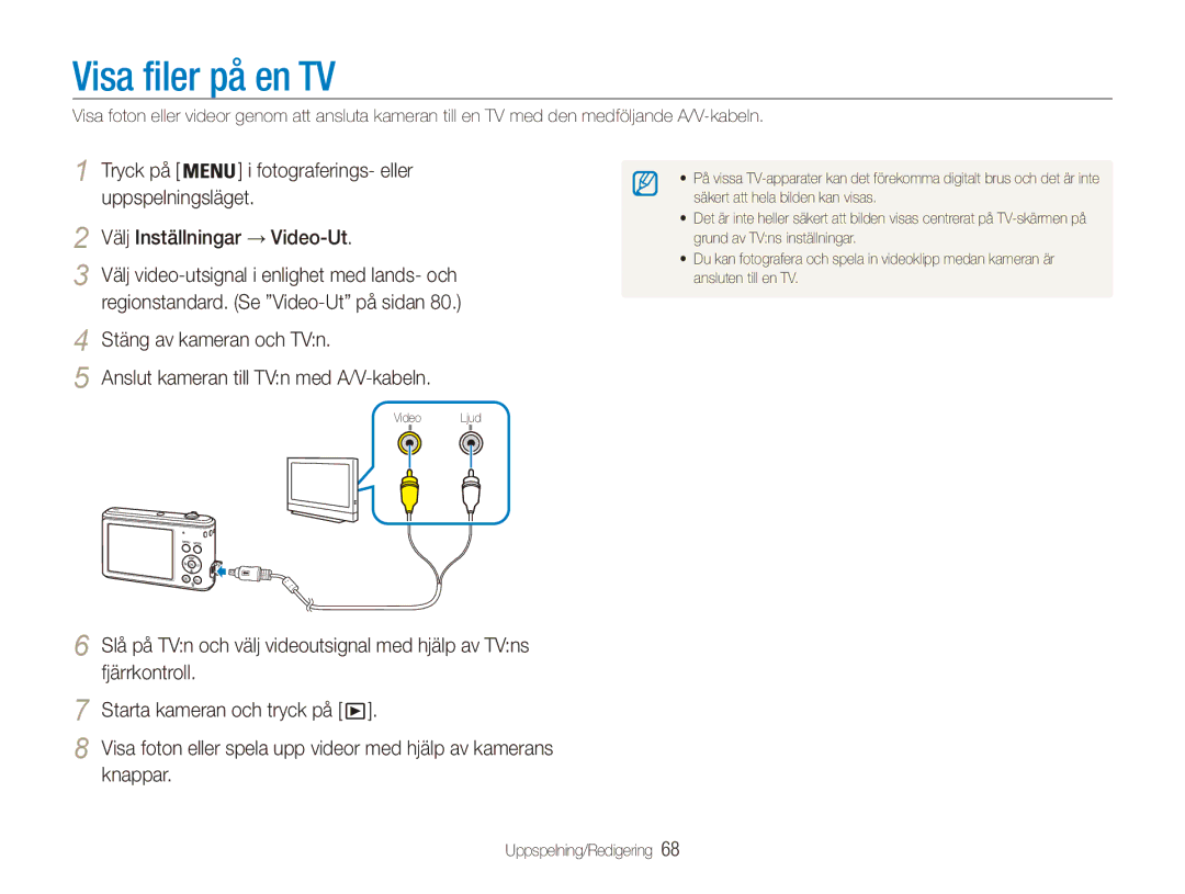 Samsung EC-ES90ZZBPSE2, EC-ES90ZZBPUE2, EC-ES90ZZBPRE2, EC-ES90ZZBPBE2 manual Visa filer på en TV, Knappar 