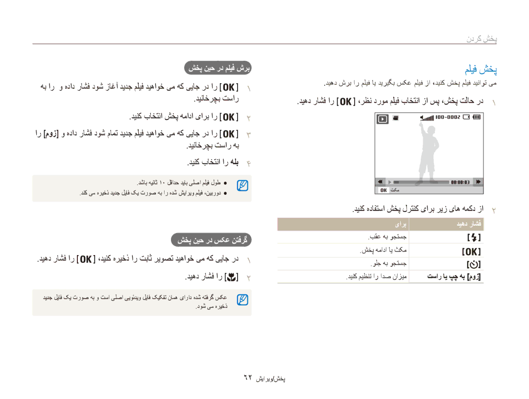 Samsung EC-ES90ZZBPUAE manual ملیف شخپ, دیناخرچب تسار دینک باختنا شخپ همادا یارب ار, دیناخرچب تسار هب دینک باختنا ار هلب4 