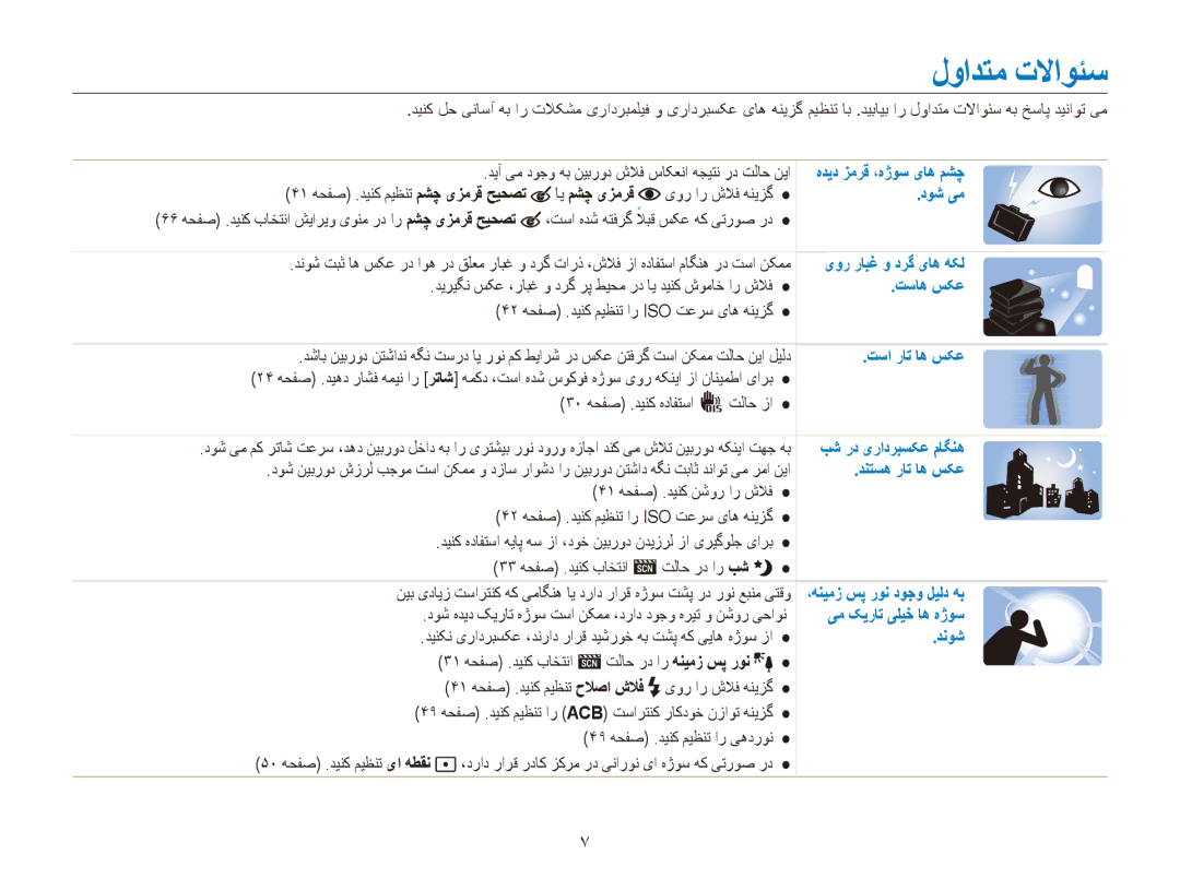 Samsung EC-ES90ZZBDUSA, EC-ES90ZZDPSME, EC-ES90ZZDPUME, EC-ES90ZZDPRME, EC-ES90ZZDPBME manual لوادتم تلااوئس, ای مشچ یزمرق 