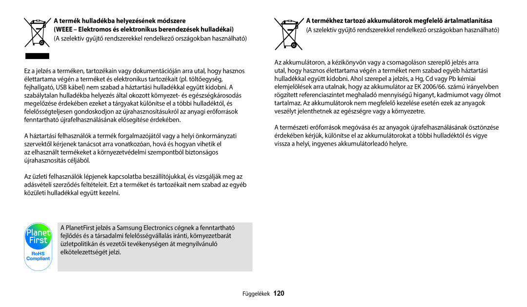 Samsung EC-ES95ZZBPWE3 Termék hulladékba helyezésének módszere, Weee Elektromos és elektronikus berendezések hulladékai 