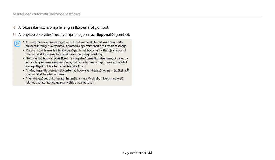 Samsung EC-ES95ZZBPPE3, EC-ES95ZZBPRE3, EC-ES95ZZBPWE3, EC-ES95ZZBPBE3 manual Az Intelligens automata üzemmód használata 