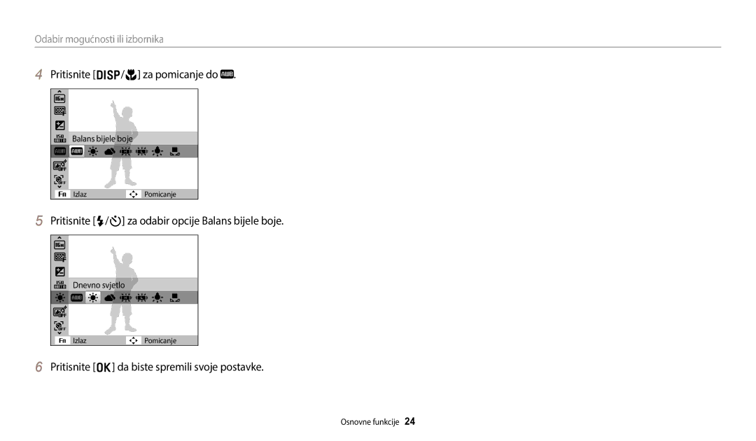 Samsung EC-ES95ZZBPBE3, EC-ES95ZZBPWE3 manual Pritisnite D/c za pomicanje do 