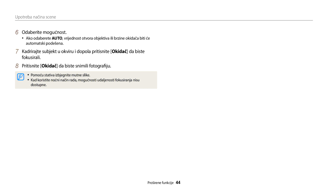 Samsung EC-ES95ZZBPBE3, EC-ES95ZZBPWE3 manual Odaberite mogućnost 