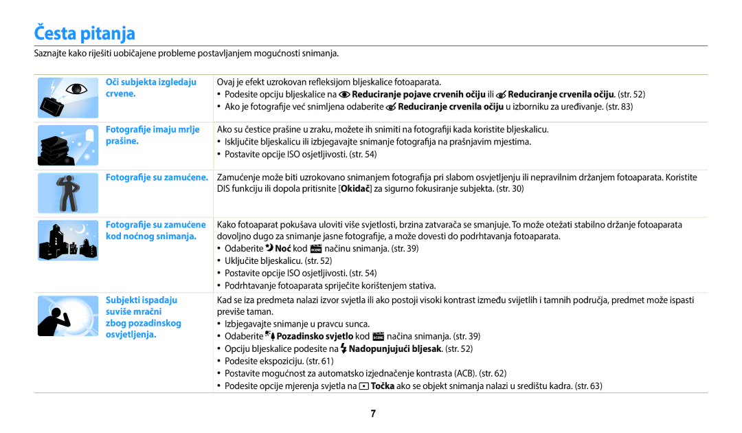 Samsung EC-ES95ZZBPWE3, EC-ES95ZZBPBE3 manual Česta pitanja 