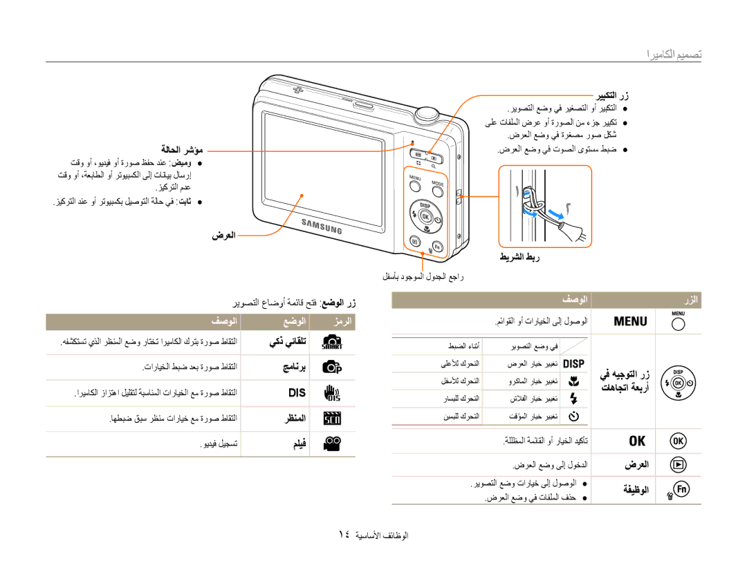 Samsung EC-ES9ZZZDASME, EC-ES9ZZZBABE1, EC-ES9ZZZBABRU, EC-ES9ZZZBASAE manual تصميم الكاميرا, فصولا عضولا زمرلا, فصولا رزلا 