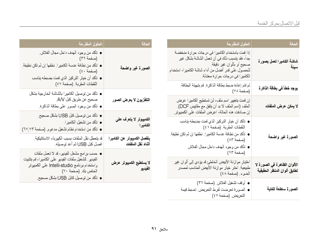 Samsung EC-ES9ZZZBAPKE, EC-ES9ZZZBABE1, EC-ES9ZZZBABRU, EC-ES9ZZZBASAE, EC-ES9ZZZBDBSA manual قبل الاتصال بمركز الخدمةق 