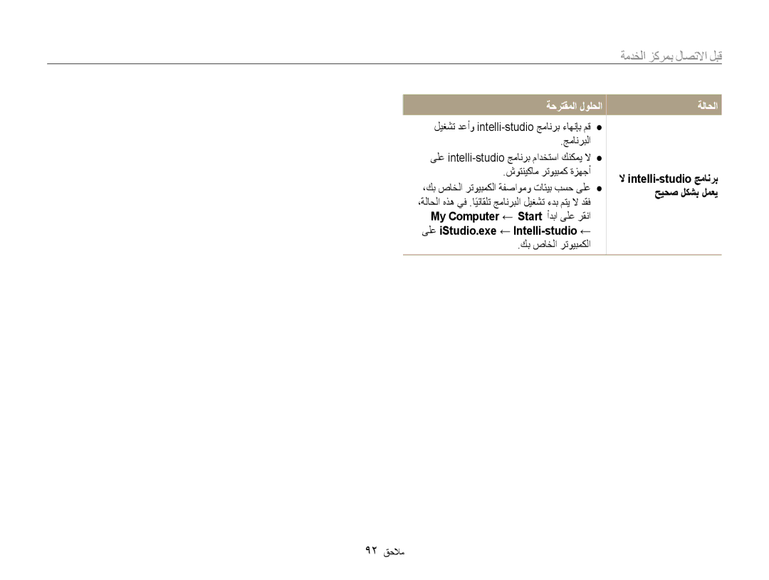 Samsung EC-ES9ZZZBARKE, EC-ES9ZZZBABE1 manual ةحرتقملا لولحلا, شوتنيكام رتويبمك ةزهجأ, كب صاخلا رتويبمكلا, 92 ملاحم 