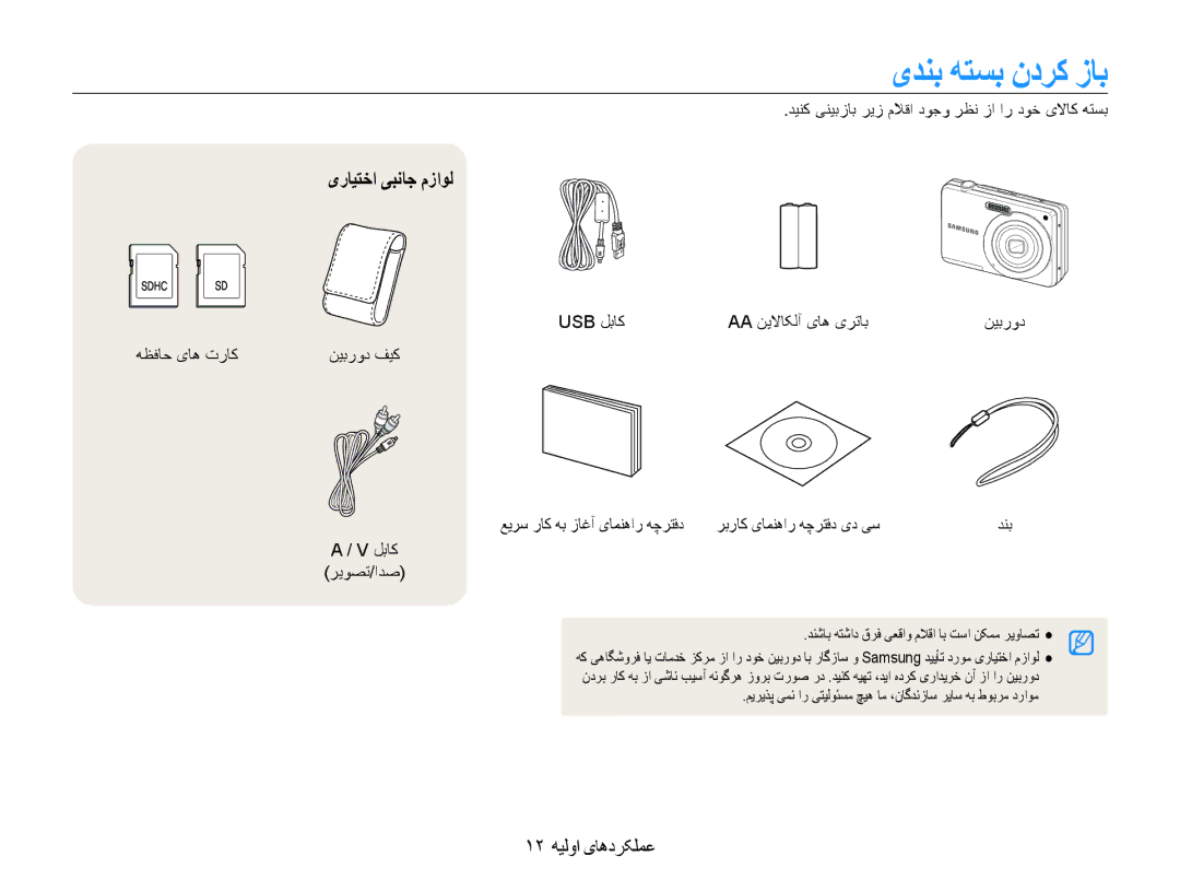 Samsung EC-ES9ZZZBASRU, EC-ES9ZZZBABE1 manual یدنب هتسب ندرک زاب, یرایتخا یبناج مزاول, 12 عملکردهای اولیه, لباک ریوصت/ادص 