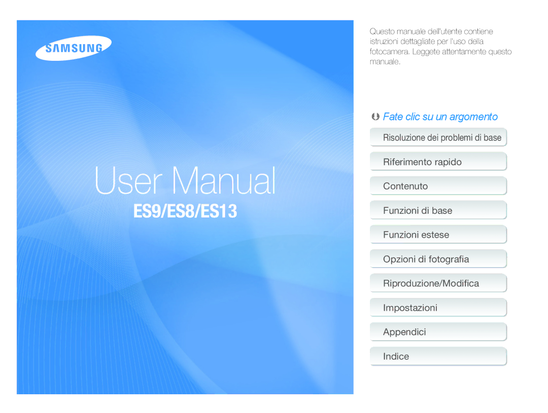 Samsung EC-ES9ZZZBAPE1, EC-ES9ZZZBABE1 manual ES9/ES8/ES13 