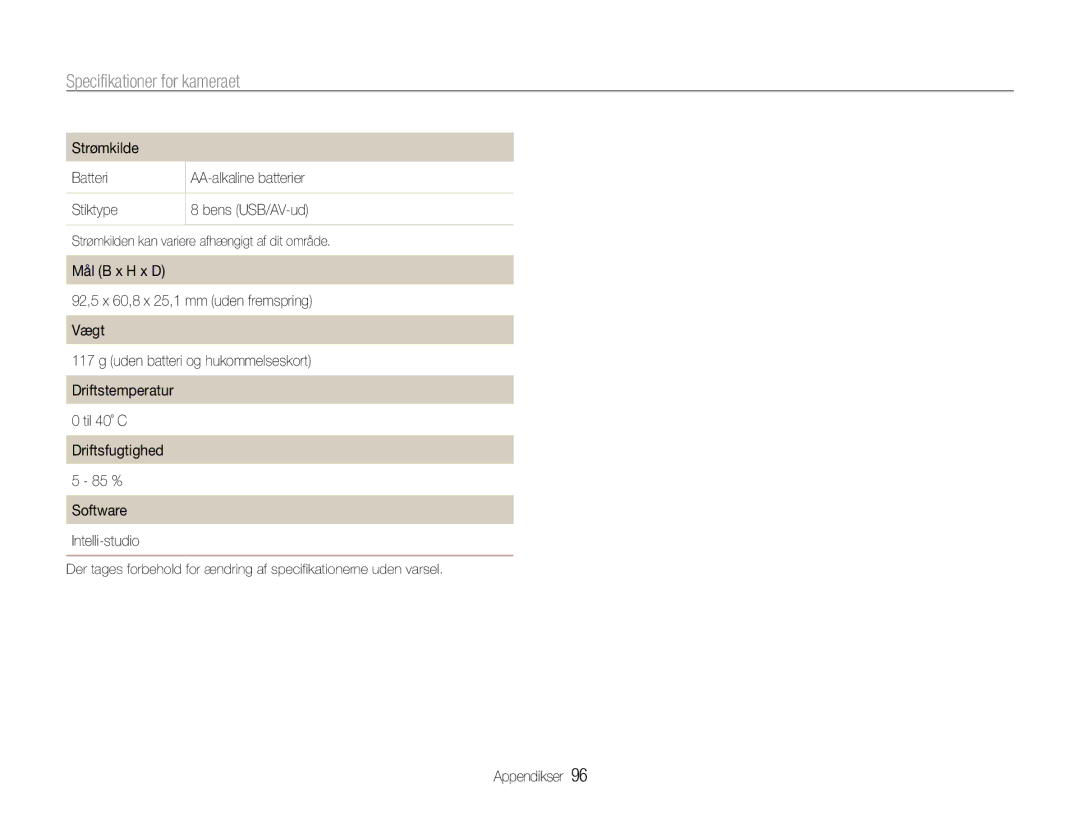 Samsung EC-ES9ZZZBASE2, EC-ES9ZZZBAPE2, EC-ES9ZZZBABE2, EC-ES9ZZZBARE2 manual Strømkilden kan variere afhængigt af dit område 