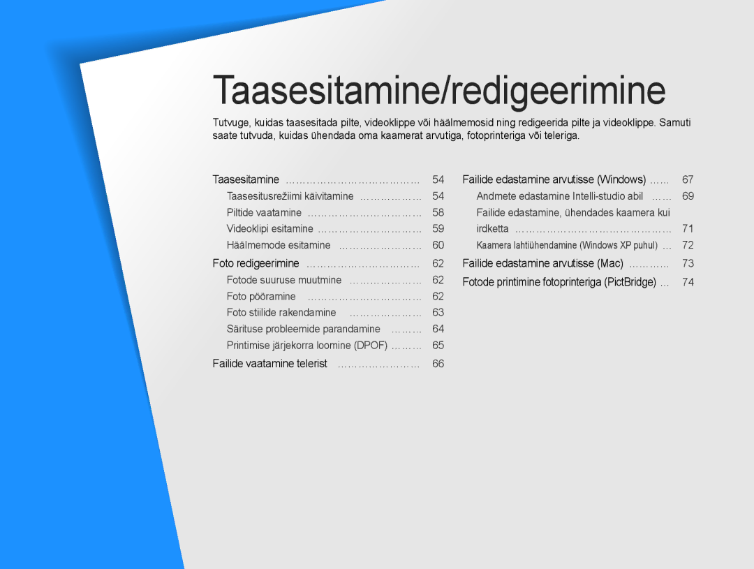 Samsung EC-ES9ZZZBASE2, EC-ES9ZZZBABE2 manual Taasesitamine/redigeerimine 