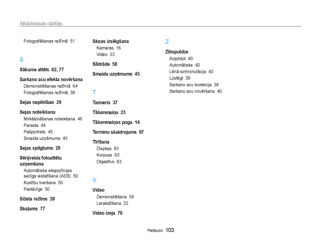 Samsung EC-ES9ZZZBASE2 manual Fotografēšanas režīmā, Mirkšķināšanas noteikšana 46 Parasta, Kustību tveršana 50 Pastāvīgs 