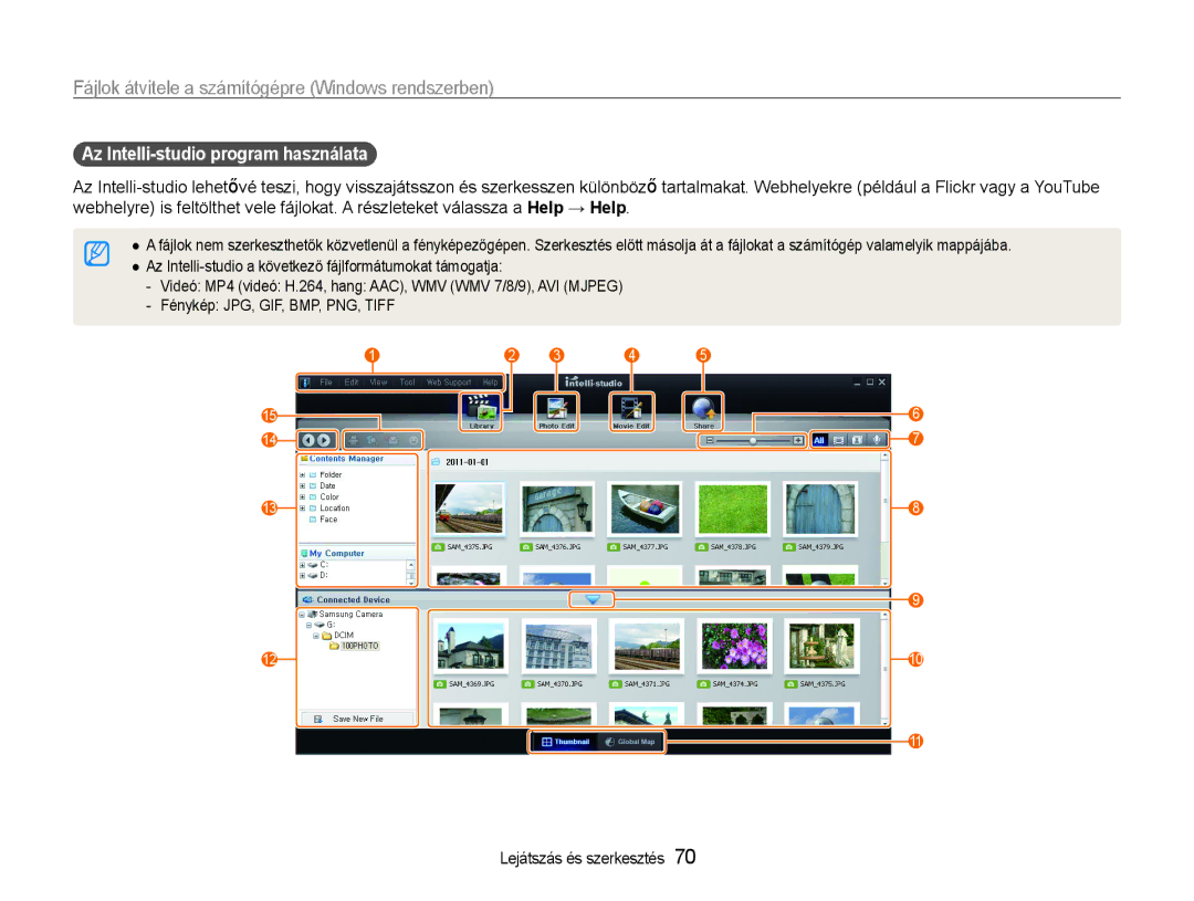 Samsung EC-ES9ZZZBARE2, EC-ES9ZZZBASE3, EC-ES9ZZZBABE3, EC-ES9ZZZBAPE2, EC-ES9ZZZBASE2 Az Intelli-studio program használata 