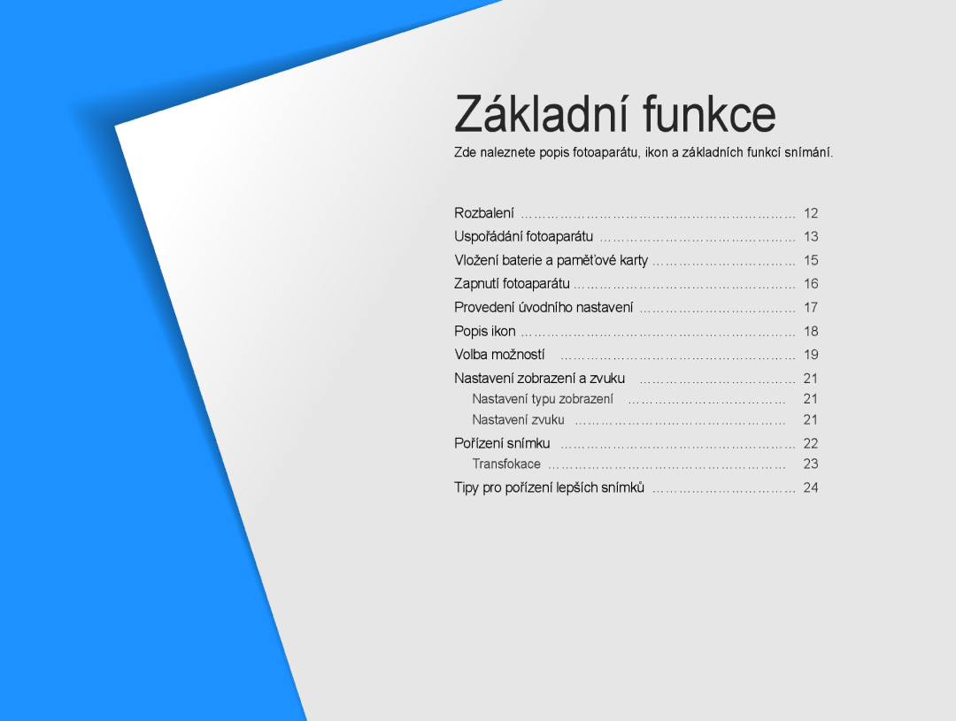 Samsung EC-ES9ZZZBASE3 manual Nastavení zobrazení a zvuku … ………………………………, Tipy pro pořízení lepších snímků ……………………………… 