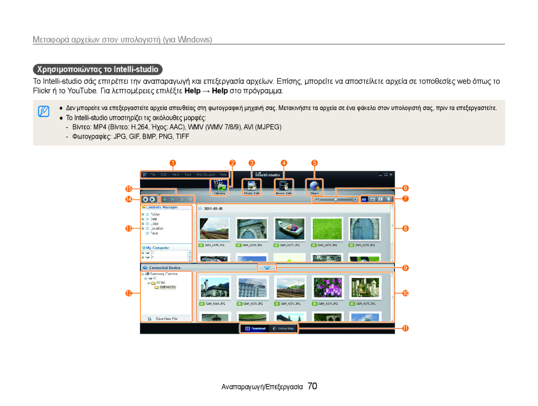 Samsung EC-ES9ZZZBABE3, EC-ES9ZZZBASE3 manual Χρησιμοποιώντας το Intelli-studio 