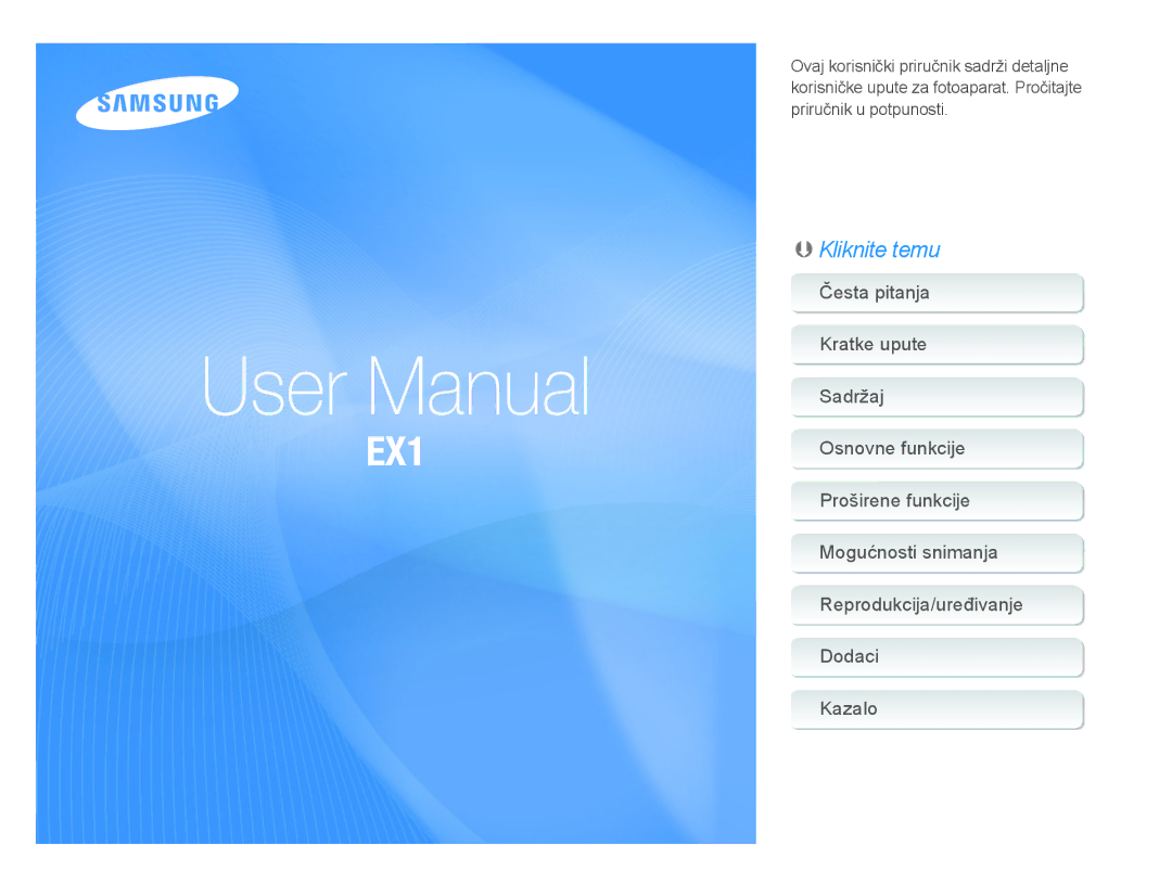 Samsung EC-EX1ZZZBPBE3, EC-EX1ZZZBPAE3 manual 