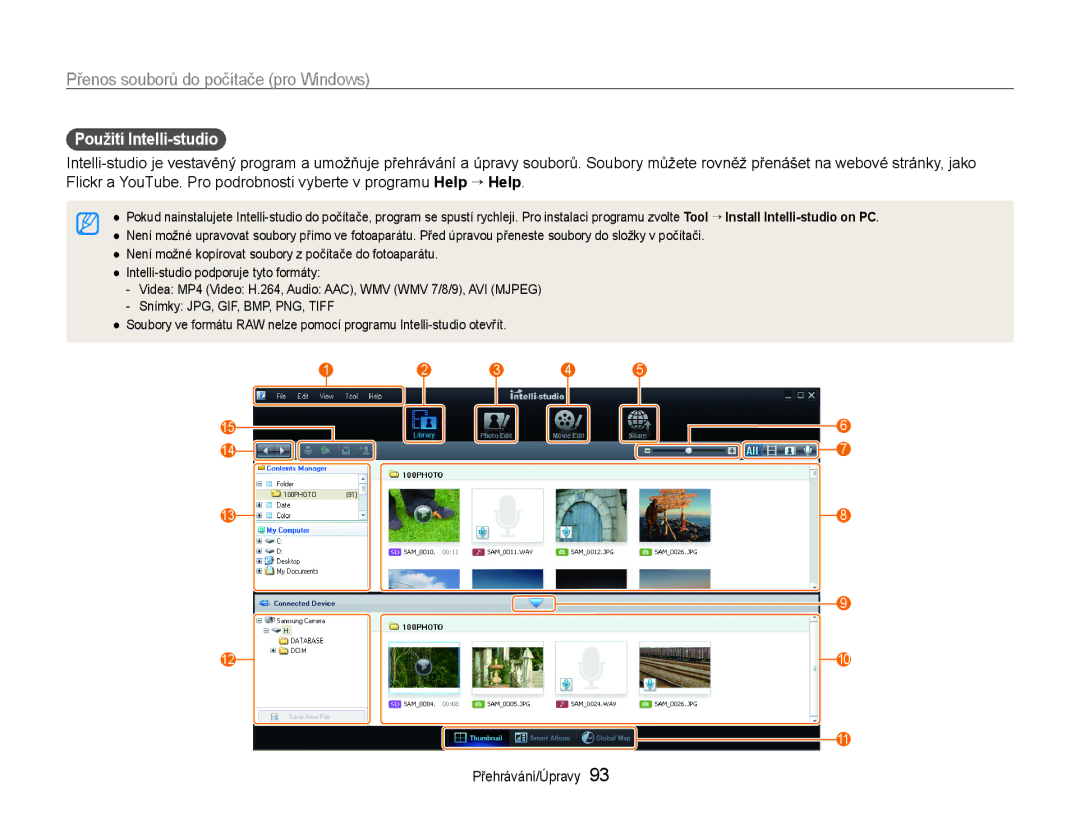 Samsung EC-EX1ZZZFPBE3, EC-EX1ZZZBPBE1, EC-EX1ZZZBPAE3, EC-EX1ZZZBPBE3, EC-EX1ZZZFPAE3 manual Použití Intelli-studio 