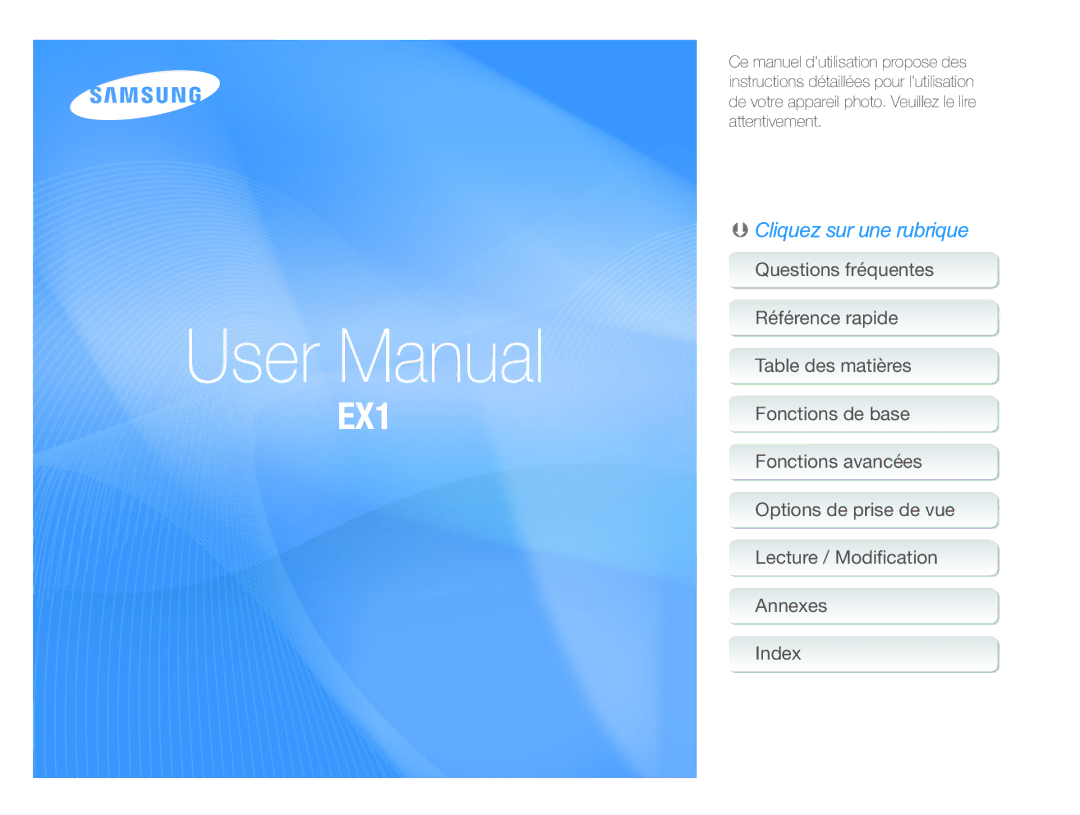 Samsung EC-EX1ZZZBPAGB, EC-EX1ZZZBPBE1, EC-EX1ZZZBPBIT manual 