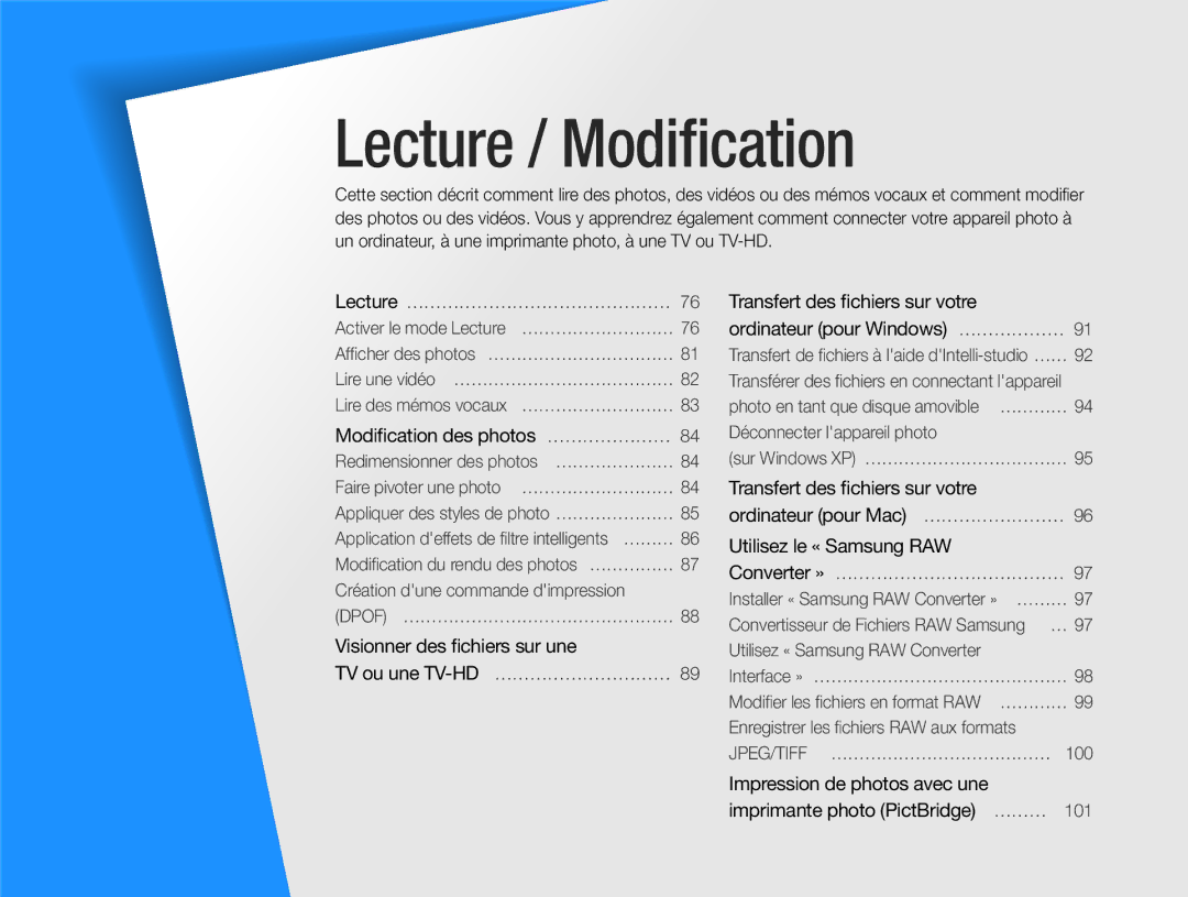 Samsung EC-EX1ZZZBPAGB, EC-EX1ZZZBPBE1, EC-EX1ZZZBPBIT manual Lecture / Modiﬁcation 