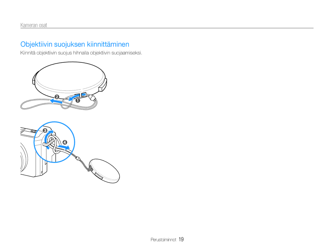 Samsung EC-EX1ZZZBPBE2, EC-EX1ZZZFPBE2 manual Objektiivin suojuksen kiinnittäminen 