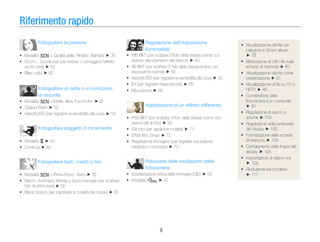 Samsung EC-EX1ZZZBPBIT, EC-EX1ZZZBPAIT, EC-EX1ZZZBPAE3, EC-EX1ZZZBPBE3 manual Riferimento rapido, Fotografare le persone 