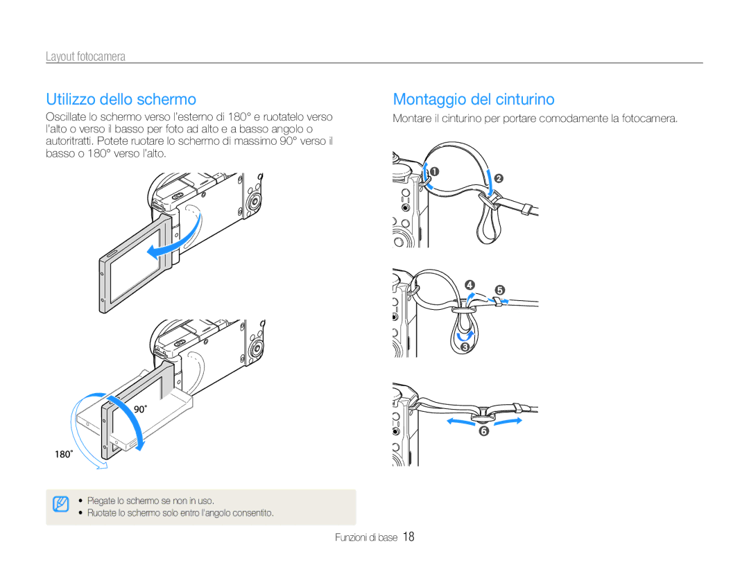 Samsung EC-EX1ZZZBPBE2, EC-EX1ZZZBPBIT, EC-EX1ZZZBPAIT, EC-EX1ZZZBPAE3 manual Utilizzo dello schermo, Montaggio del cinturino 