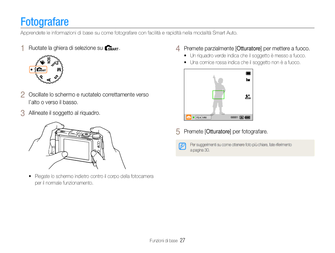 Samsung EC-EX1ZZZBPBE3, EC-EX1ZZZBPBIT, EC-EX1ZZZBPAIT, EC-EX1ZZZBPAE3 manual Fotografare, Premete Otturatore per fotografare 