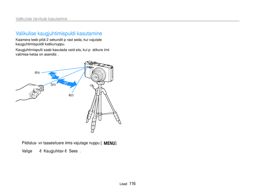 Samsung EC-EX1ZZZBPBRU manual Valikulise kaugjuhtimispuldi kasutamine 