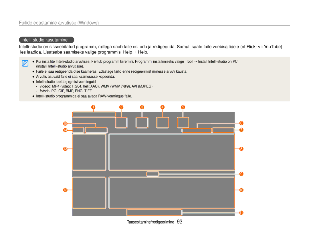 Samsung EC-EX1ZZZBPBRU manual Intelli-studio kasutamine 