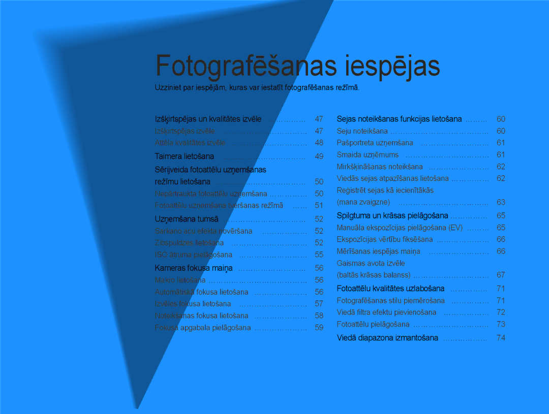 Samsung EC-EX1ZZZBPBRU manual Fotografēšanas iespējas 