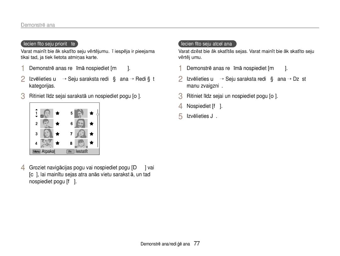 Samsung EC-EX1ZZZBPBRU manual Demonstrēšana, Manu zvaigzni 