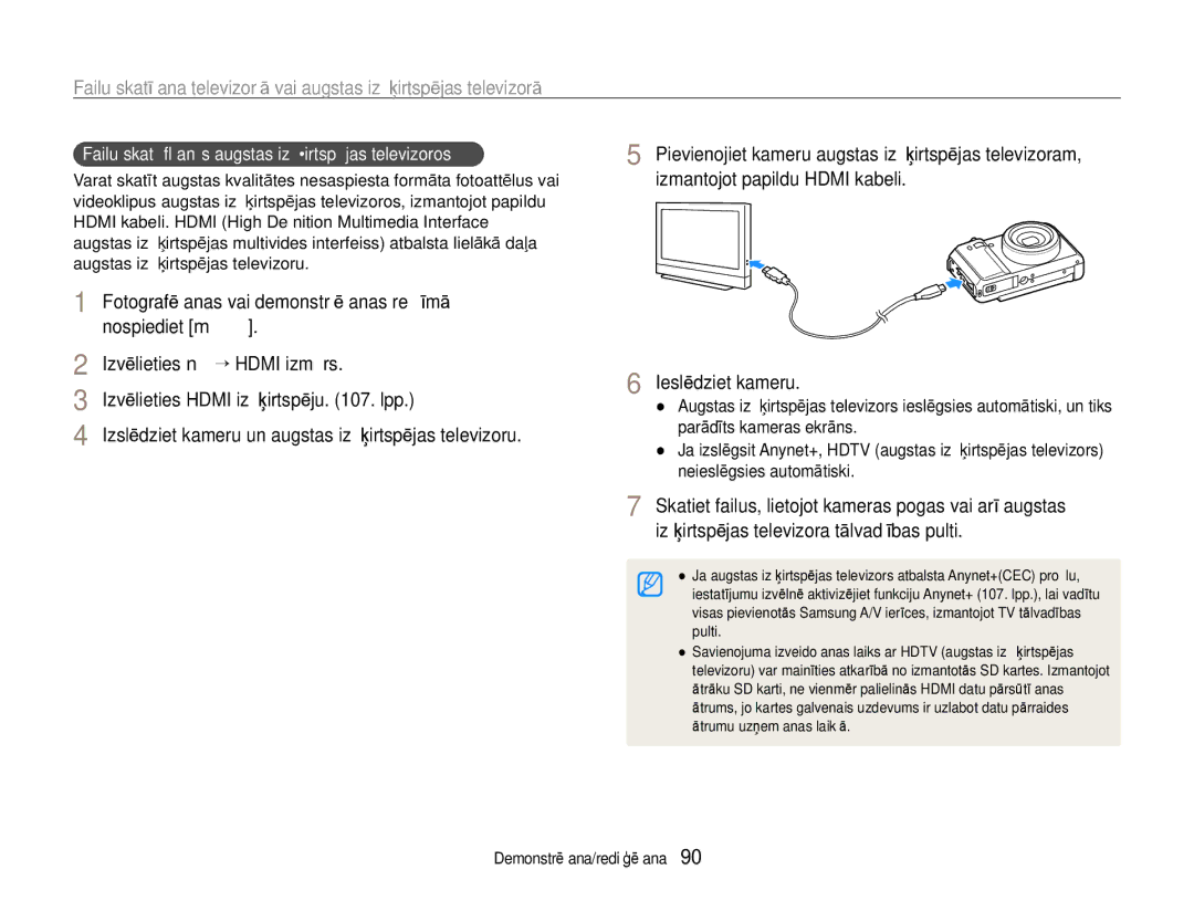 Samsung EC-EX1ZZZBPBRU manual Failu skatīšanās augstas izšķirtspējas televizoros 