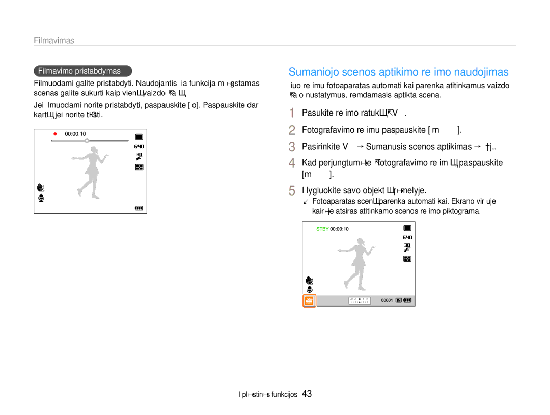 Samsung EC-EX1ZZZBPBRU manual Pasukite režimo ratuką į Fotografavimo režimu paspauskite m 