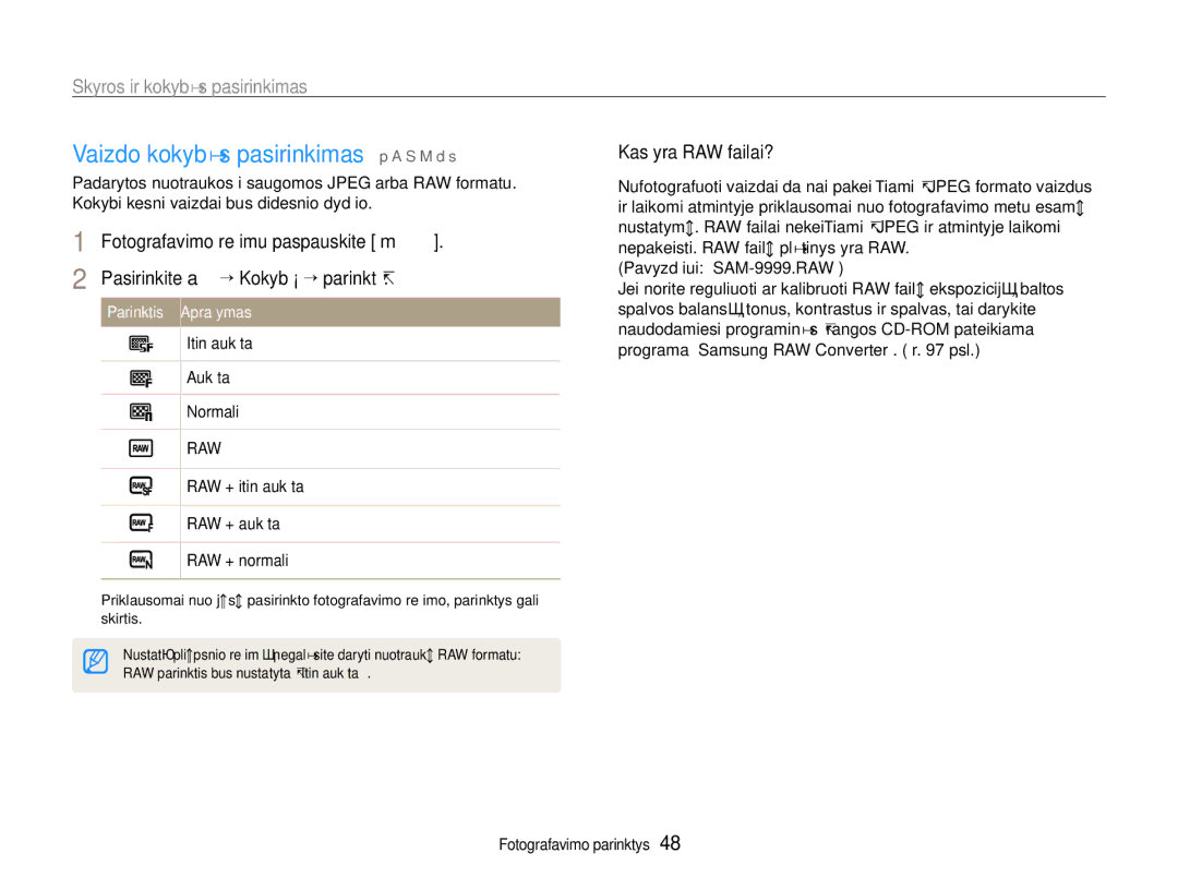 Samsung EC-EX1ZZZBPBRU manual Vaizdo kokybės pasirinkimas p a S M d s, Itin aukšta Aukšta Normali 