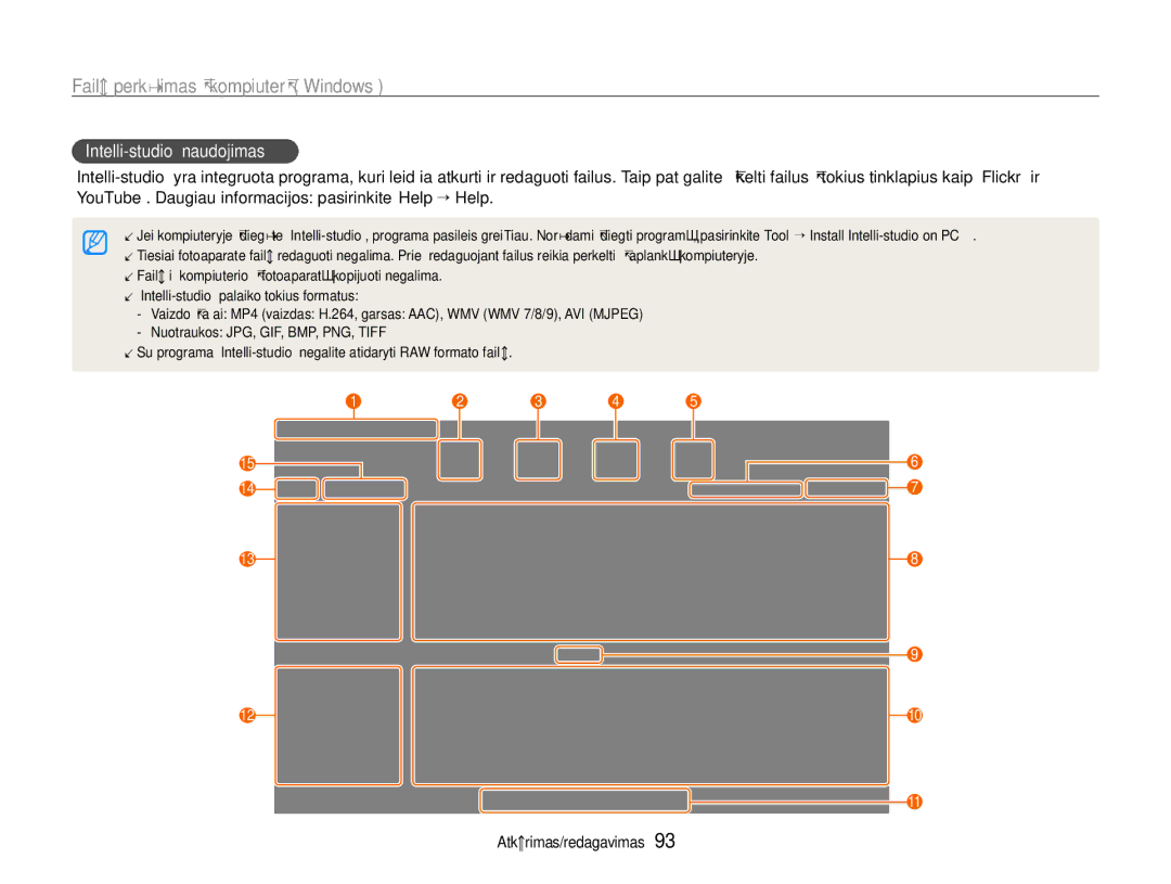 Samsung EC-EX1ZZZBPBRU manual „Intelli-studio naudojimas 