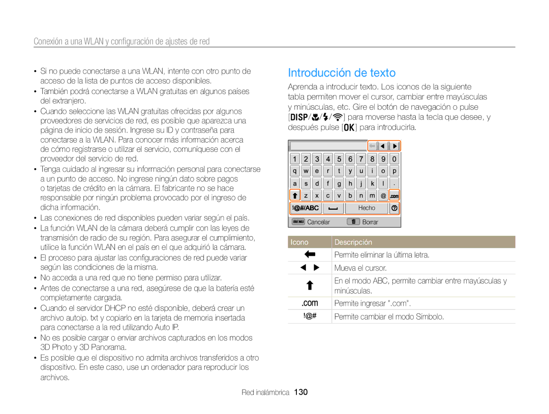 Samsung EC-EX2FZZBPWE1, EC-EX2FZZBPBE1, EC-EX2FZZBPBDE, EC-EX2FZZBPBIL manual Introducción de texto, IconoDescripción 