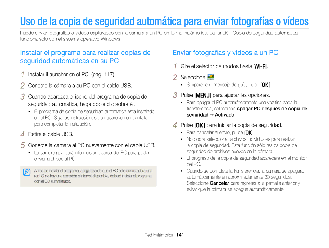 Samsung EC-EX2FZZBPBDE, EC-EX2FZZBPBE1 manual Enviar fotografías y vídeos a un PC, Pulse m para ajustar las opciones 