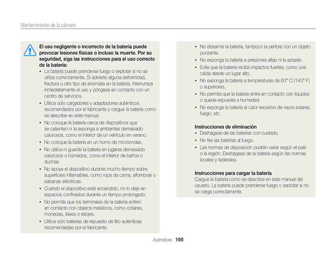 Samsung EC-EX2FZZBPBDE, EC-EX2FZZBPBE1, EC-EX2FZZBPWE1, EC-EX2FZZBPBIL, EC-EX2FZZBPWIL manual Mantenimiento de la cámara 