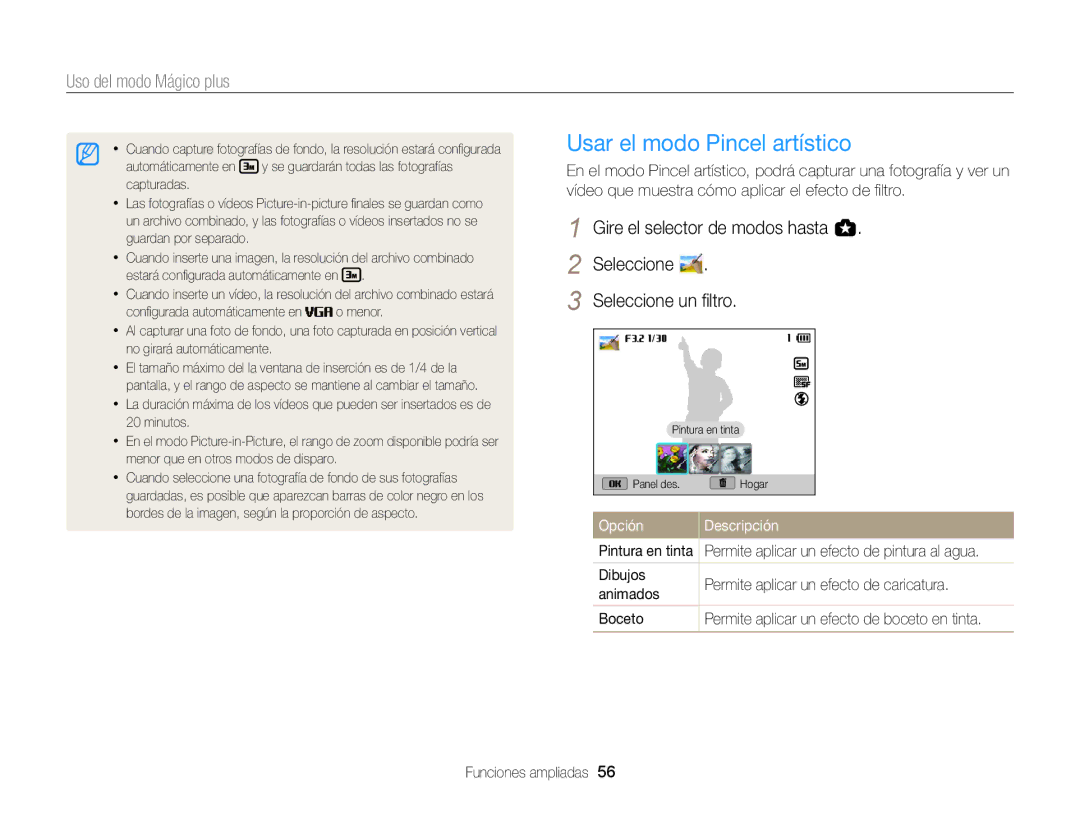 Samsung EC-EX2FZZBPBDE, EC-EX2FZZBPBE1, EC-EX2FZZBPWE1, EC-EX2FZZBPBIL, EC-EX2FZZBPWIL manual Opción 